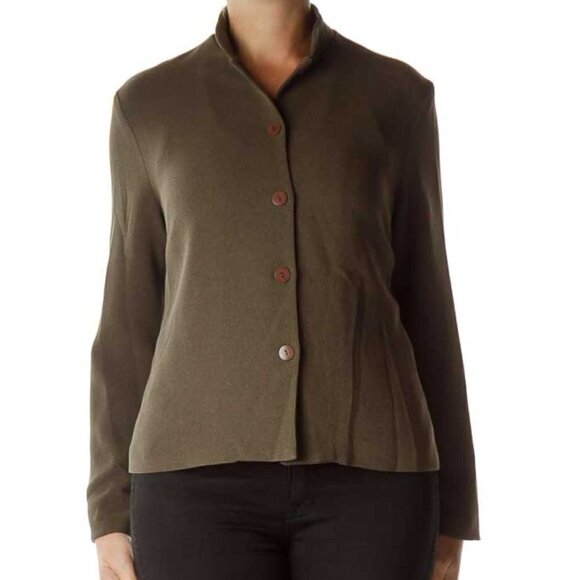 Harari Jackets & Blazers - Harari Brown Mottled Buttoned Blazer